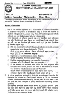 Class -10- C.maths-First Terminal examination-2083